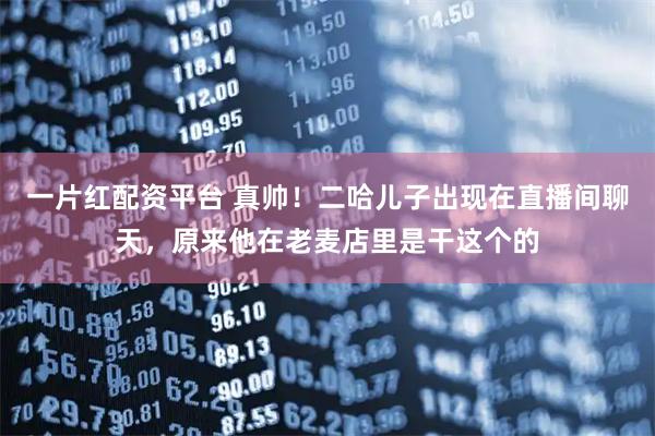 一片红配资平台 真帅！二哈儿子出现在直播间聊天，原来他在老麦店里是干这个的
